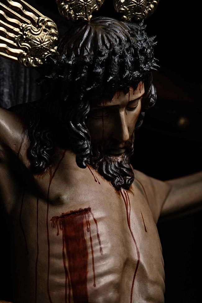 Primer plano del Cristo del Perdón y Caridad